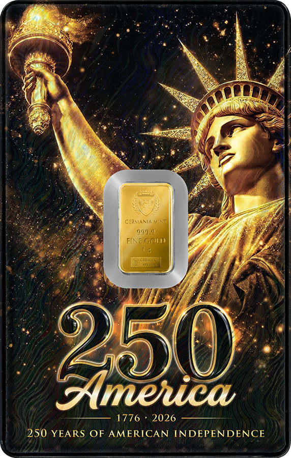 1g Goldbarren American Independence Germania Mint 999.9 Feingold