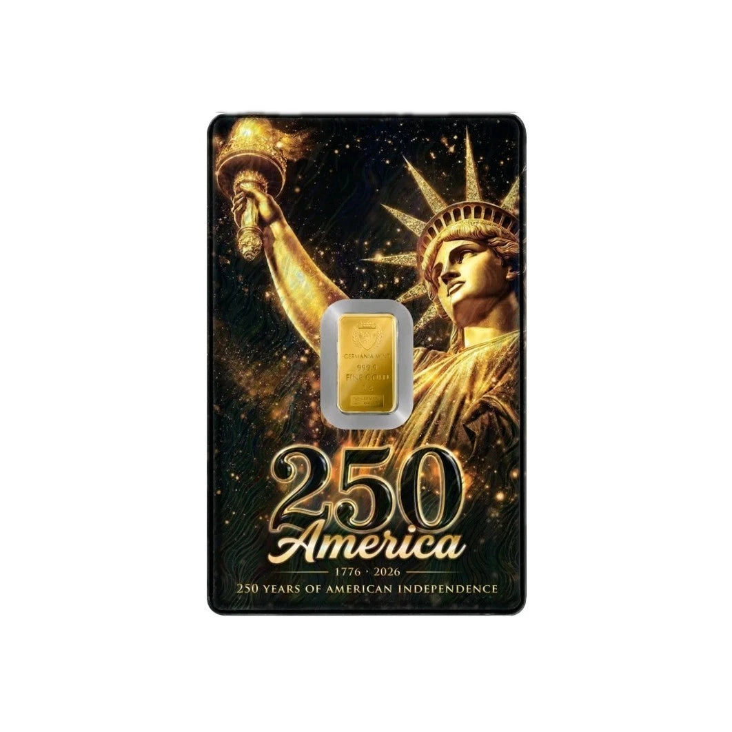 1g Goldbarren American Independence Germania Mint 999.9 Feingold