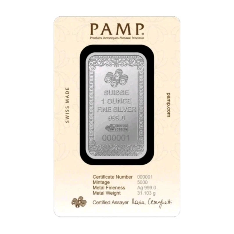 PAMP Silberbarren Moses & Batya 1 Oz Silber 9999 im original Blister 999 Silver