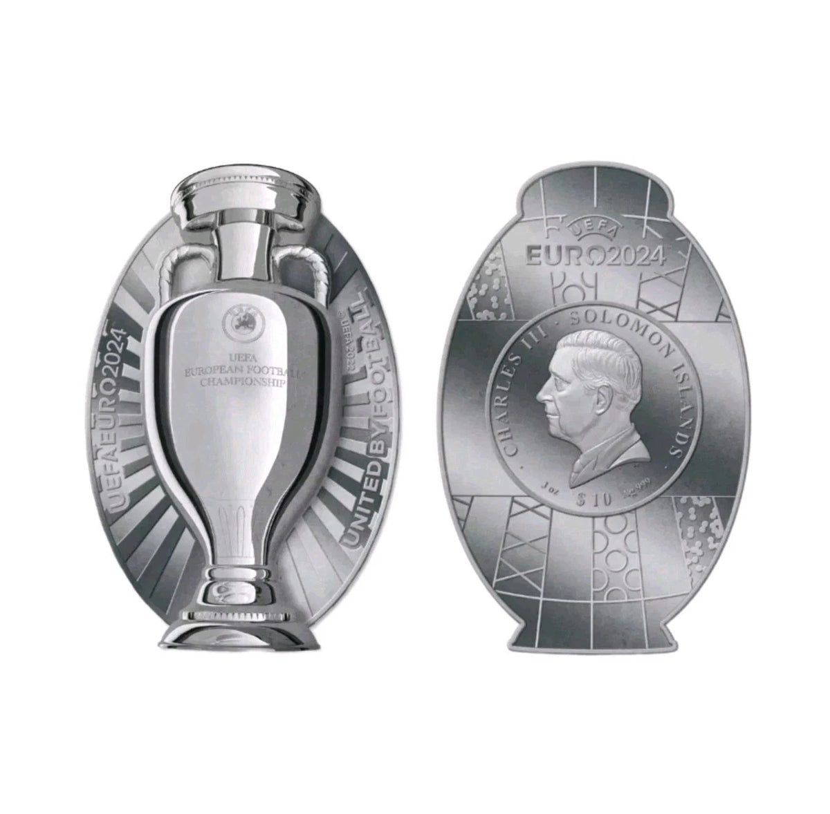 3oz Silber UEFA Euro 2024 Official Trophy Silver Coin 10$ Solomon Islands