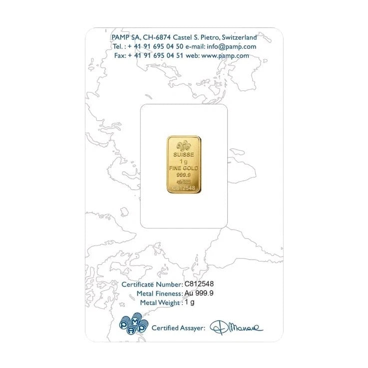 1g Gold Barren PAMP Rose 999.9 Feingold 1 Gramm PAMP Suisse Schweiz