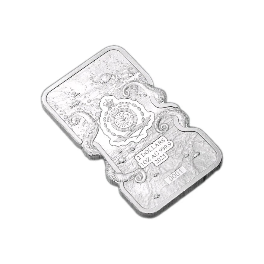 1oz Silber Barren PAMP Oktopus 999 Feinsilber Niue 2 Dollar Octopus 2025