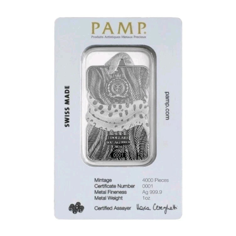 1oz Silber Barren PAMP Anakonda 999 Feinsilber Niue 2 Dollar Anaconda 2024