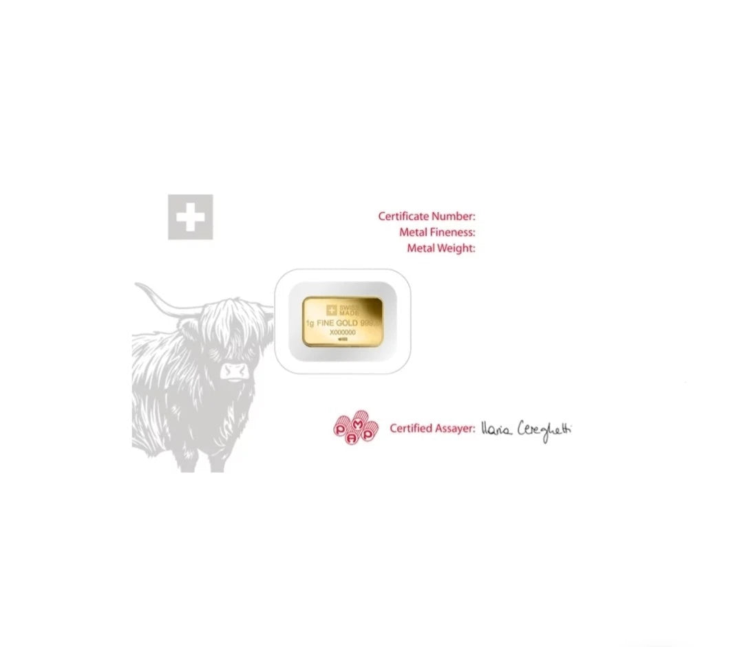 1g Goldbarren PAMP Highland Cow 2026 999.9 Feingold NEU