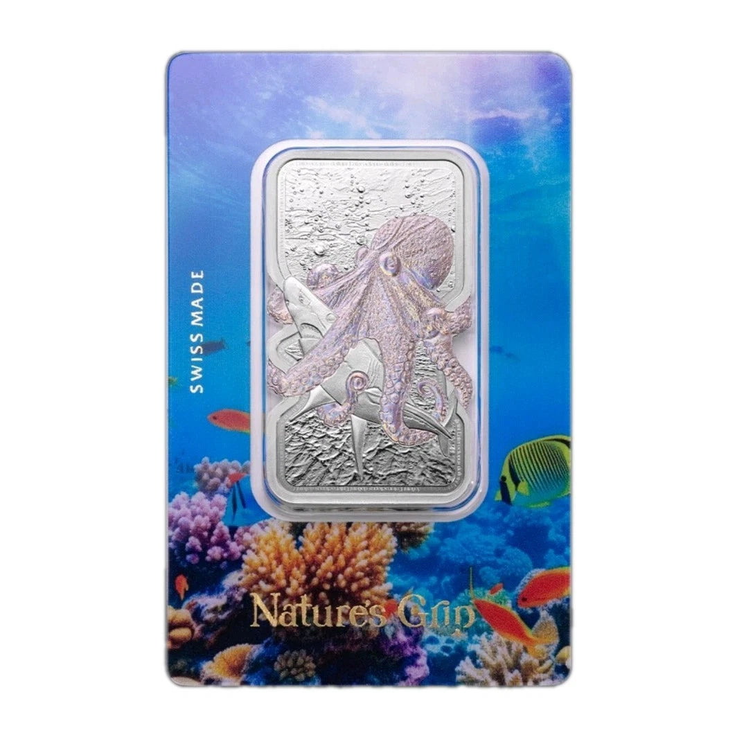 1oz Silber Barren PAMP Oktopus 999 Feinsilber Niue 2 Dollar Octopus 2025