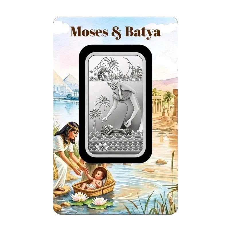PAMP Silberbarren Moses & Batya 1 Oz Silber 9999 im original Blister 999 Silver