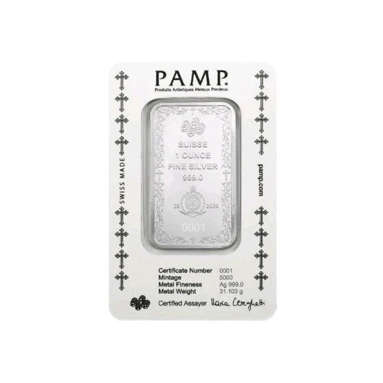 1oz PAMP Cross of Christianity Silberbarren 2026 Niue 999 Silber 2 Dollars